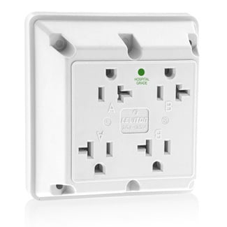 20 Amp, 125 Volt, Industrial Series Extra Heavy Duty Hospital Grade, 4-In-1 Receptacle, Straight Blade, Grounding, White