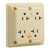 20 Amp, 125 Volt, Industrial Series Extra Heavy Duty Hospital Grade, 4-In-1 Receptacle, Isolated Ground, Straight Blade, Ivory