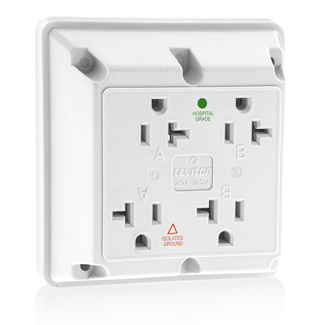 20 Amp, 125 Volt, Industrial Series Extra Heavy Duty Hospital Grade, 4-In-1 Receptacle, Isolated Ground, Straight Blade, White