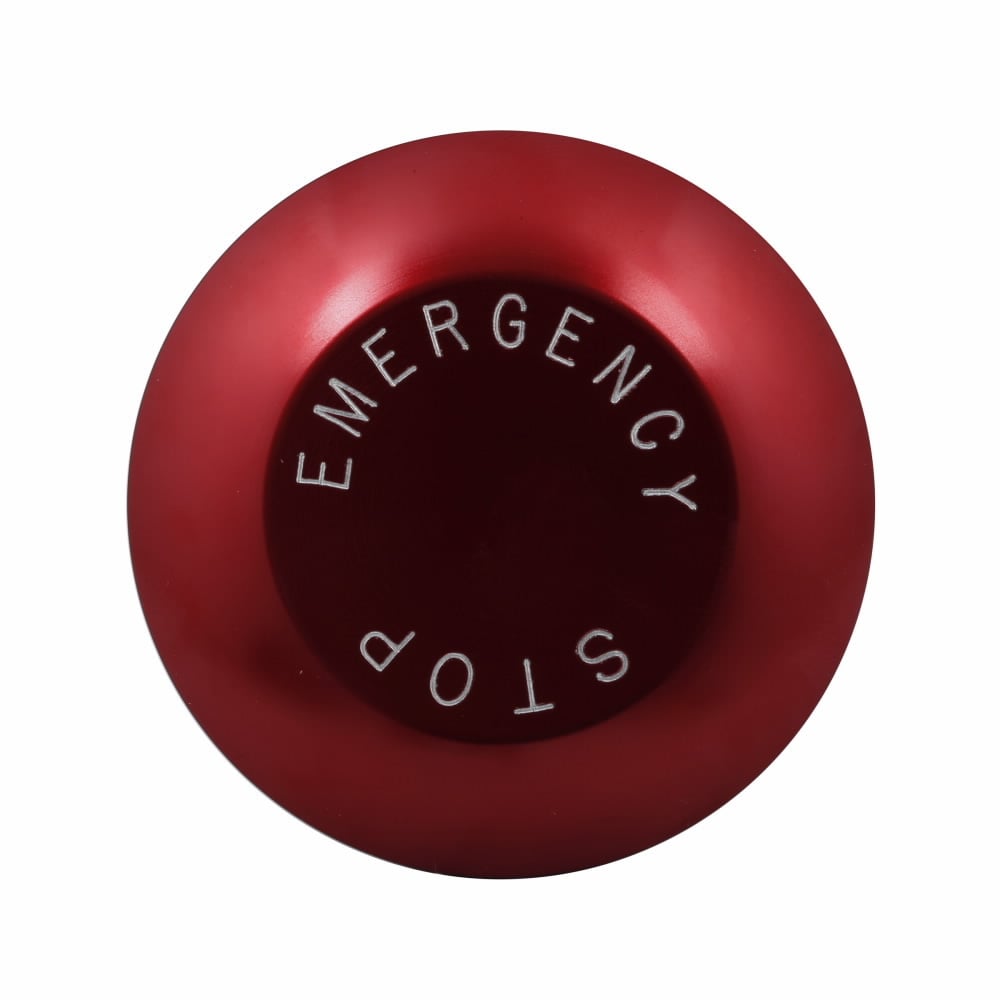 10250TJ63 Heavy Duty Oiltight/Watertight Operator Button, 2.4 in L x 2.1 in W x 3.3 in H, NEMA 1/2/3/3R/4/4X/12/13/IP65, Round, EMERG. STOP, Anodized Aluminum