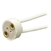Miniature Bi-Pin Base, G4, G6.35, GY6.35, GX5.3 MR16, GZ4 MR11, Halogen, Incandescent, Ceramic Body Lampholder, Mounting Holes, Side Wired, White