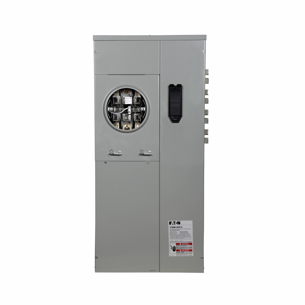 Eaton's 37MM Three-Phase Commercial Meter Stack Modules, 225A, Aluminum Bus 1200 Ampere, Lever bypass, Seven-jaws, 1 Socket, Three-phase in, three-phase out, Factory A-B Phase Balance, Ringless Security , 225 Ampere Socket Ampere, 208Y/120V