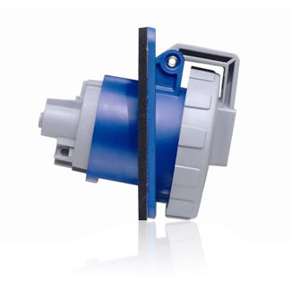 20 Amp, 250 Volt 3-Phase, IEC 309-1 & 309-2, 3P, 4W, Outlet North American Pin & Sleeve Receptacle, Industrial Grade, IP67, Watertight - Blue