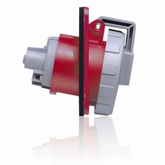 30 Amp, 480 Volt 3-Phase, IEC 309-1 & 309-2, 3P, 4W, Outlet North American Pin & Sleeve Receptacle, Industrial Grade, IP67, Watertight, - Red
