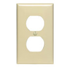 1-Gang Duplex Device Receptacle Wallplate, Standard Size, Thermoplastic Nylon, Device Mount, Ivory