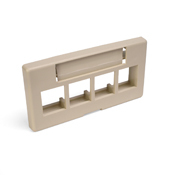 QuickPort Modular Furniture Faceplate, 4-port, ivory. Includes 1 blank insert.  Compatible with Steelcase, Haworth, HON, and Others. Compatible with Herman Miller when G1189A Reducer (from Herman Miller) is used.