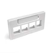 QuickPort Modular Furniture Faceplate, 4-port, white. Includes 1 blank insert.  Compatible with Steelcase, Haworth, HON, and Others. Compatible with Herman Miller when G1189A Reducer (from Herman Miller) is used.