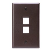 QuickPort Wallplate, Single Gang, 2-Port, Brown