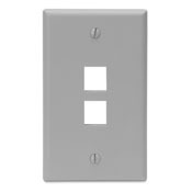 QuickPort Wallplate, Single Gang, 2-Port, Grey