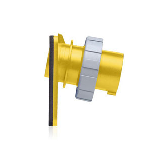 20 Amp, 125 Volt, IEC 309-1 & 309-2, 2P, 3W, Inlet North American Pin & Sleeve Receptacle, Industrial Grade, IP67, Watertight - Yellow