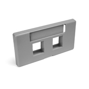 QuickPort Modular Furniture Faceplate, 2-port, grey. Compatible with Steelcase, Haworth, HON, and Others. Compatible with Herman Miller when G1189A Reducer (from Herman Miller) is used.