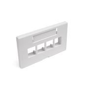 QuickPort Modular Furniture Faceplate, 4-port, white. Includes 1 blank insert. Compatible with Herman Miller products.