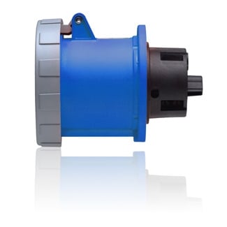 100 Amp, 250 Volt 3-Phase, IEC 309-1 & 309-2, 3P, 4W, Outlet North American Pin & Sleeve Receptacle, Industrial Grade, IP67, Watertight - Blue