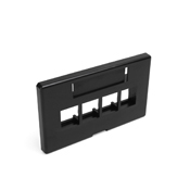 QuickPort Modular Furniture Faceplate, 4-port, black. Includes 1 blank insert. Compatible with Herman Miller products.