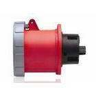 60 Amp, 480 Volt, IEC 309-1 & 309-2, 2P, 3W, Outlet North American Pin & Sleeve Receptacle, Industrial Grade, IP67, Watertight - Red