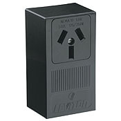 50 Amp, 125/250 Volt, NEMA 10-50R, 3P, 3W, Surface Mounting Receptacle, Straight Blade, Industrial Grade, Non-Grounding, Side Wired, Steel Strap, Black