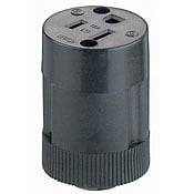 15 Amp, 125 Volt, Rubber Cord Outlet, Grounding, Black