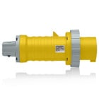 100 Amp, 125 Volt, IEC 309-1 & 309-2, 2P, 3W, North American-Rated Pin & Sleeve Plug, Industrial Grade, IP67, Watertight - Yellow