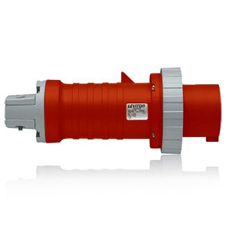 100 Amp, 480 Volt 3-Phase, 3P, 4W, North American-Rated Pin & Sleeve Plug, Industrial Grade, IP67, Watertight - RED