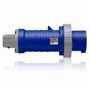 100 Amp, 250 Volt 3-Phase, IEC 309-1 & 309-2, 3P, 4W, North American-Rated Pin & Sleeve Plug, Industrial Grade, IP67, Watertight - Blue