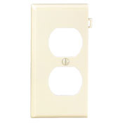 1-Gang Duplex Device Receptacle Wallplate, Sectional, Thermoplastic Nylon, Device Mount, End Panel, Ivory