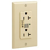 20 Amp, 125 Volt, Decora Plus Duplex Surge Suppressor Receptacle, Straight Blade, Industrial Grade, Self Grounding, Surge with Indicator Light, White
