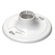 660W/250V Medium Base One-Piece White Urea Outlet Box Mount Incandescent Lampholder, Keyless, Single Circuit, 6" Pig Tail Leads Top Wired - White