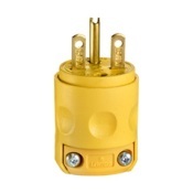 15 Amp, 250 Volt, Grounding Plug, Yellow