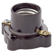 Medium Base, One-Piece, Keyless, Incandescent, Phenolic Lampholder, Pony Cleat, Single Circuit, Open Terminal, Brown