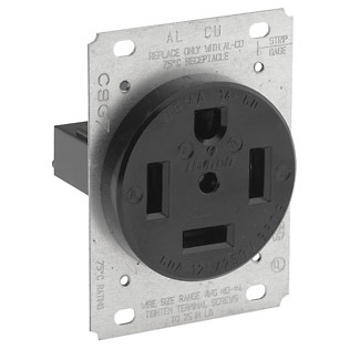 60 Amp, 125/250 Volt, Flush Mounting, Receptacle, Straight Blade, Industrial Grade, Grounding, Black