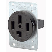 30-Amp, 120/208 Volt, Flush Mounting Receptacle, Straight Blade, Industrial Grade, Non-Grounding, Black