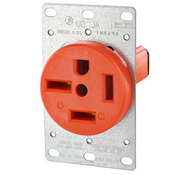 50 Amp, 250 Volt, Flush Mounting Receptacle, Straight Blade, Industrial Grade, Isolated Ground, 3-Phase, Orange