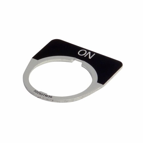 10250TM29 Standard Legend Plate, 0.1 in H x 1.7 in W, Half Round Plate, Aluminum/Die Cast Zinc, Black Field