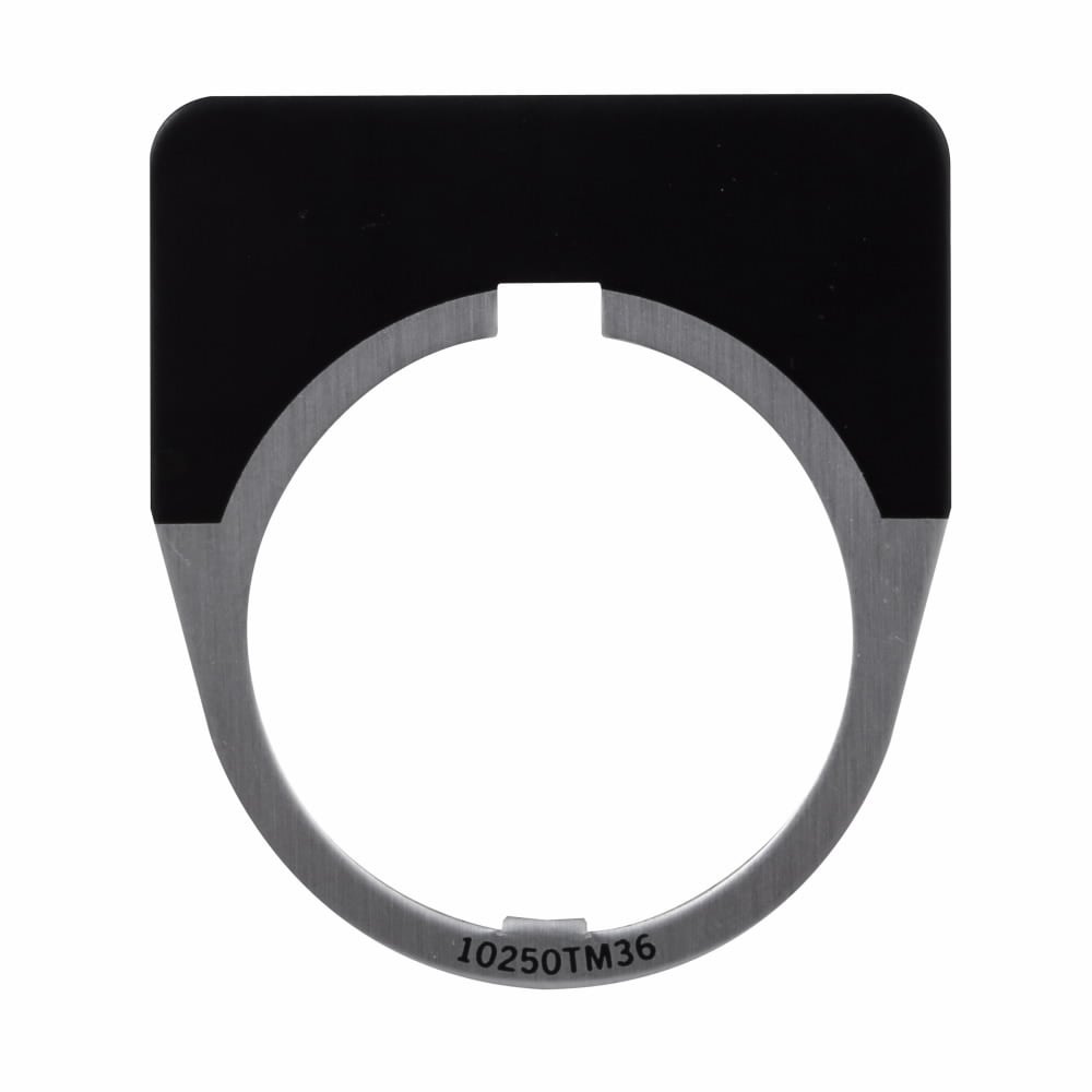 Eaton 10250T pushbutton legend plate, 10250T series, 1/2 Round Legend Plate, Black, Legend: Blank legend, White