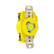 20 Amp, 250 Volt, Flush Mounting Locking Receptacle, Industrial Grade, Grounding, Corrosion Resistant, Yellow