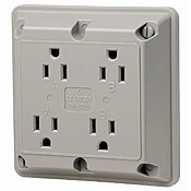 15 Amp, 125 Volt, Industrial Series Extra Heavy Duty Grade, 4-In-1 Receptacle, Straight Blade, Grounding, Black