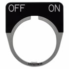 Eaton 10250T pushbutton legend plate, 10250T series, 1/2 Round Legend Plate, Black, Legend: OFF/ON, 5/32 In high, White letters
