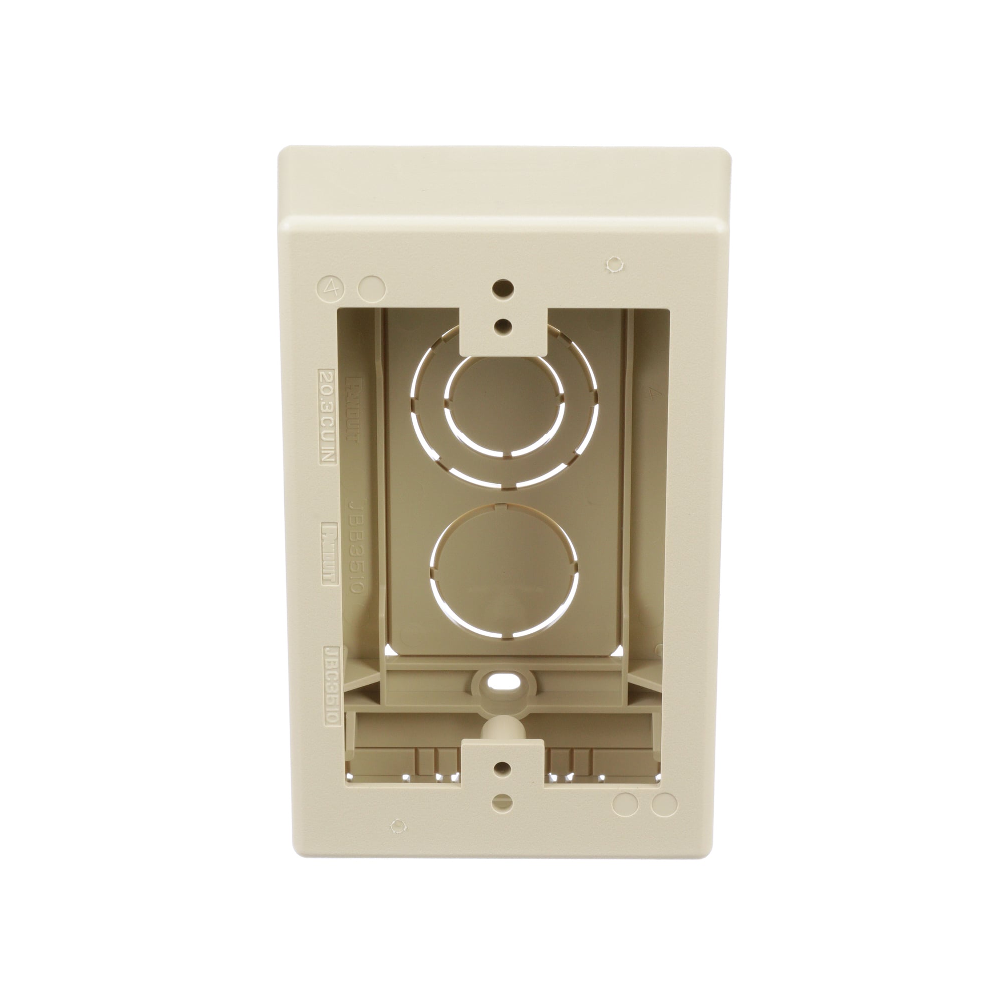 JBX3510EI-A 2-Piece 1-Gang Low Voltage Snap Together Snap Together Outlet Box, 5 in L x 3.26 in W x 1.62 in H, PVC, Electric Ivory