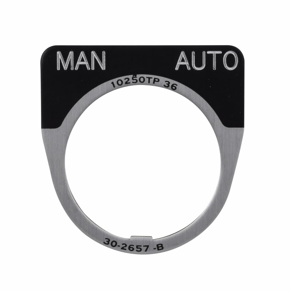 Eaton 10250T pushbutton legend plate, 10250T series, Plastic, Black, Legend: OFF/ON, 5/32 In high, Small