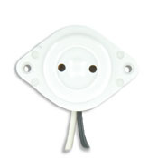 Medium Base, Bi-Pin, Standard Fluorescent Lampholder, Butt-On, Screw Mount, Stationary, 9-Inch 18-AWM TEW Wire Leads, White