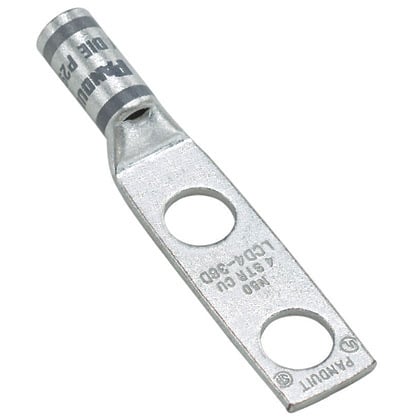 Copper Compression Lug, 2 Hole, #1 AWG, 