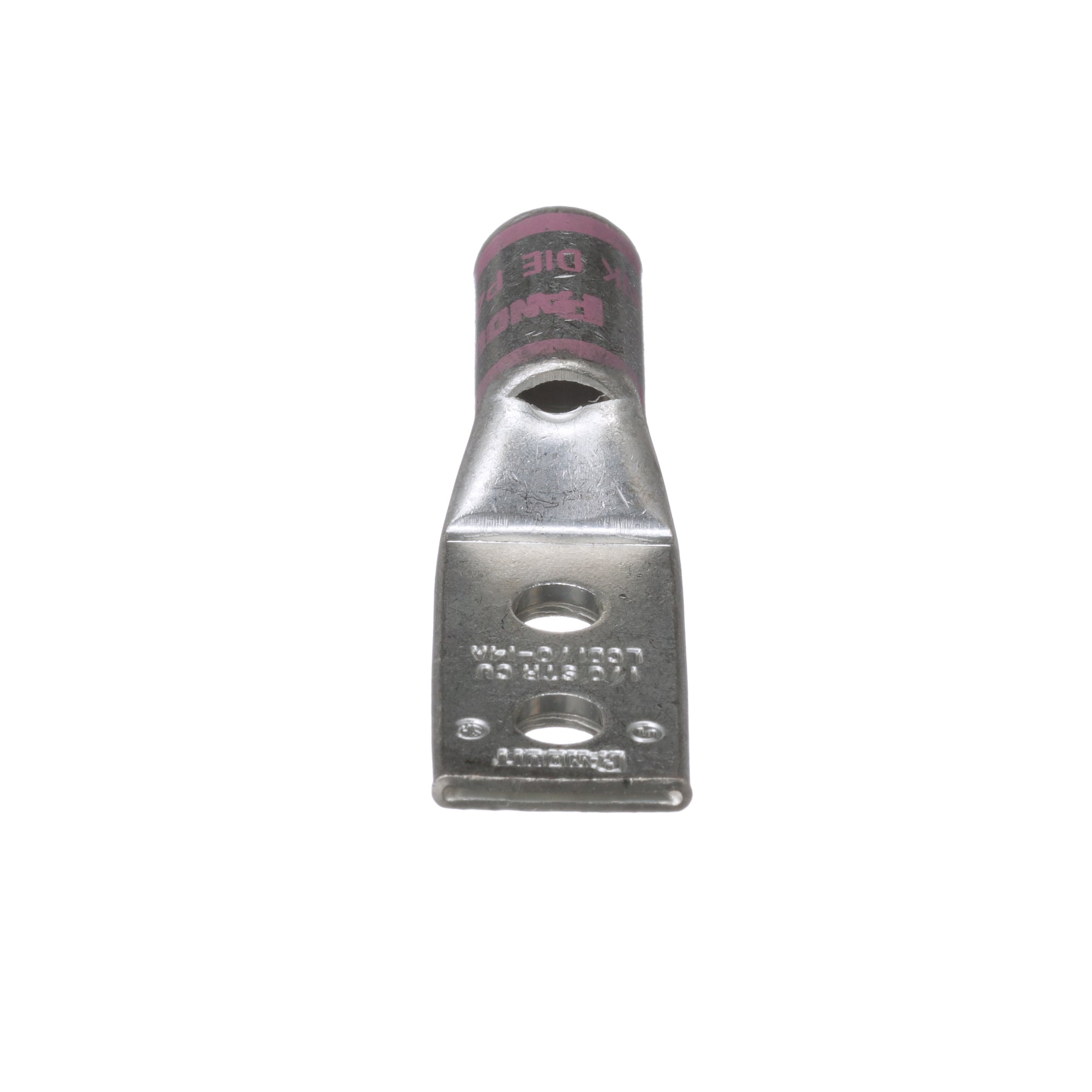 Pan-Lug LCD1/0-14A-X Comp. Lug, 1/0, Tin Plt Copper, Two 0.25" Stud, PK10
