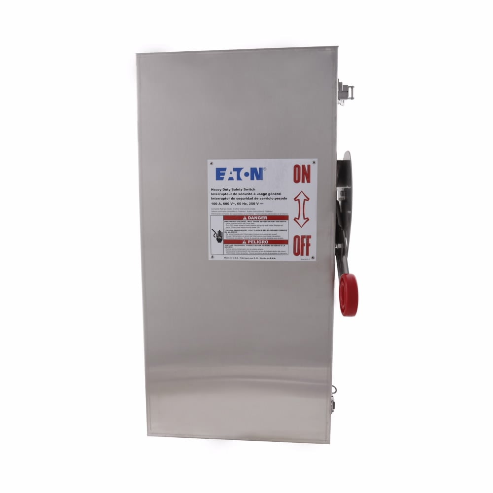 Eaton heavy duty single-throw non-fused safety switch, Single-throw, 30 A, Neam 4X, Stainless steel, Non-Fusible, 3-pole, Three-wire, 7.5 at 480 Vac TD 1 Ph, 10 at 600 Vac TD 1 Ph, 10 at 240 Vac TD 3 Ph, 20 at 480 Vac TD 3 Ph