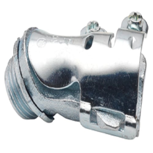 Connector, 45 Degree, Malleable Iron, Flex Size 3/8 Inch