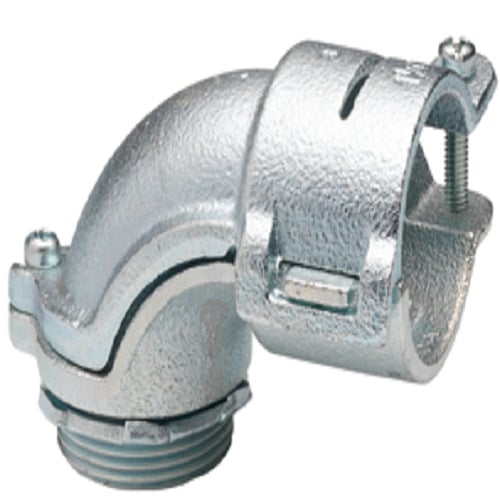 Connector, 90 Degrees, Malleable Iron, Size K.O. 3 1/2 Inch