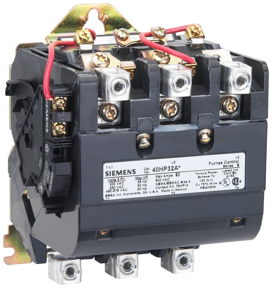 Non-reversing NEMA contactor, Size 3, Three phase full voltage, Contactor amp rating 90A, 3 wire (NO aux included), 220-240/440-480VAC 60Hz coil, Non-combination type, Enclosure NEMA type (open), No enclosure