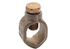 Clamp, Grounding Rod, Direct Burial, Bronze, Ground Pipe Grounding Electrode Size 5/8 Inch