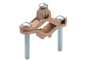 Ground Clamp, Bare, Brass, Ground Pipe Grounding Electrode Size 1/2 - 1 Inch