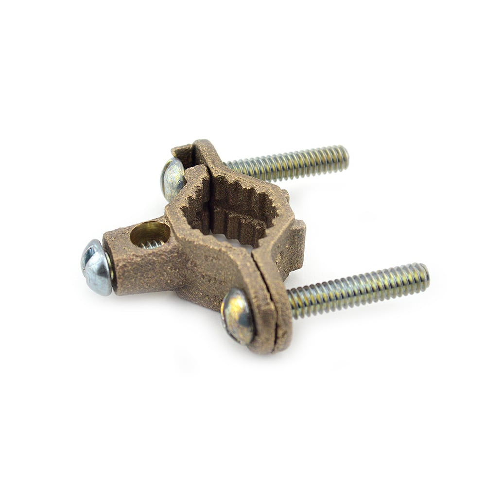 Clamp, Ground, Bare Wire, Brass, Ground Pipe Grounding Electrode Size 1/2 - 1 Inch