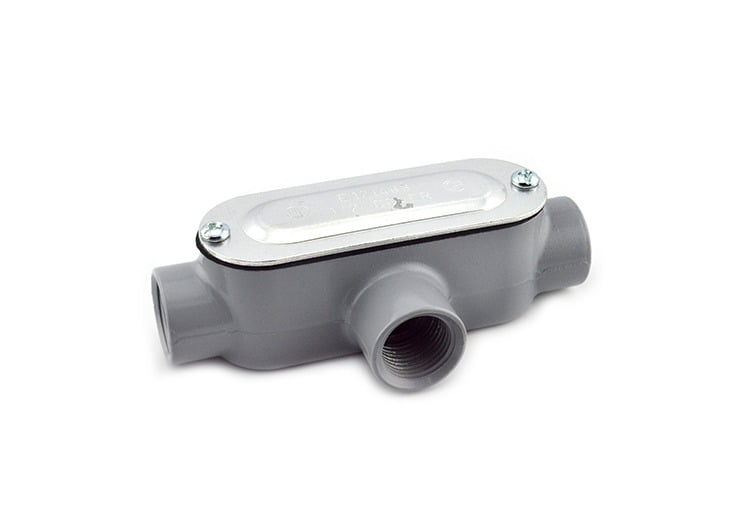 Rigid and IMC Conduit Body, Type T, Aluminum, Cover and Gasket, Size 1/2 Inch
